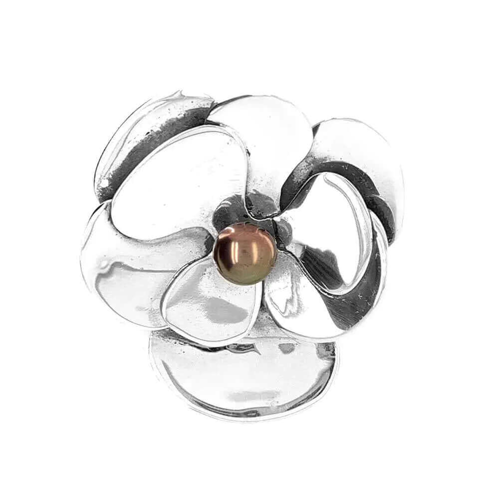 Flower and Pearl Silver Pendant - Nueve Sterling