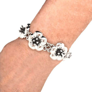 Flowers Silver Bracelet with model - Nueve Sterling
