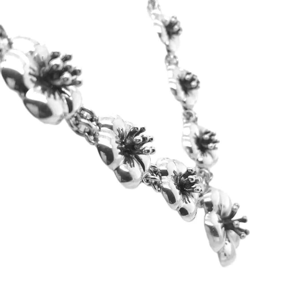 Flowers Silver Necklace side - Nueve Sterling