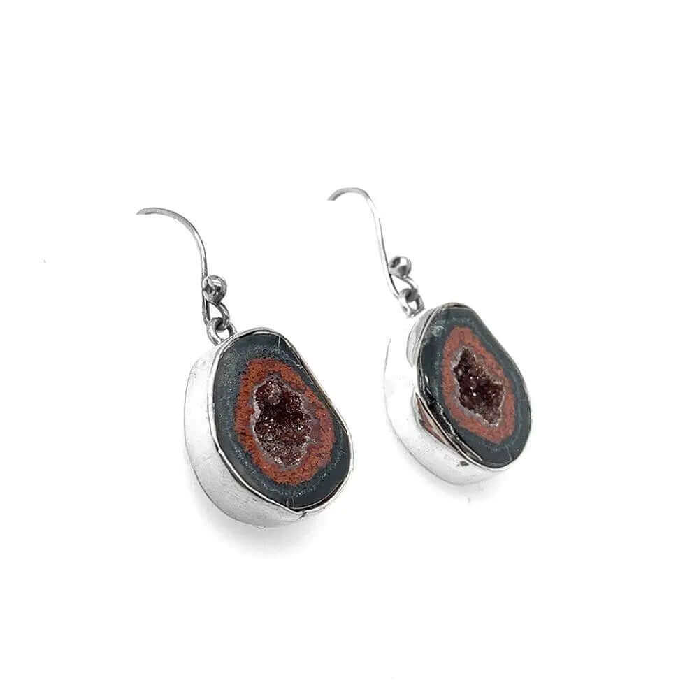 Geode Silver Earrings side - Nueve Sterling