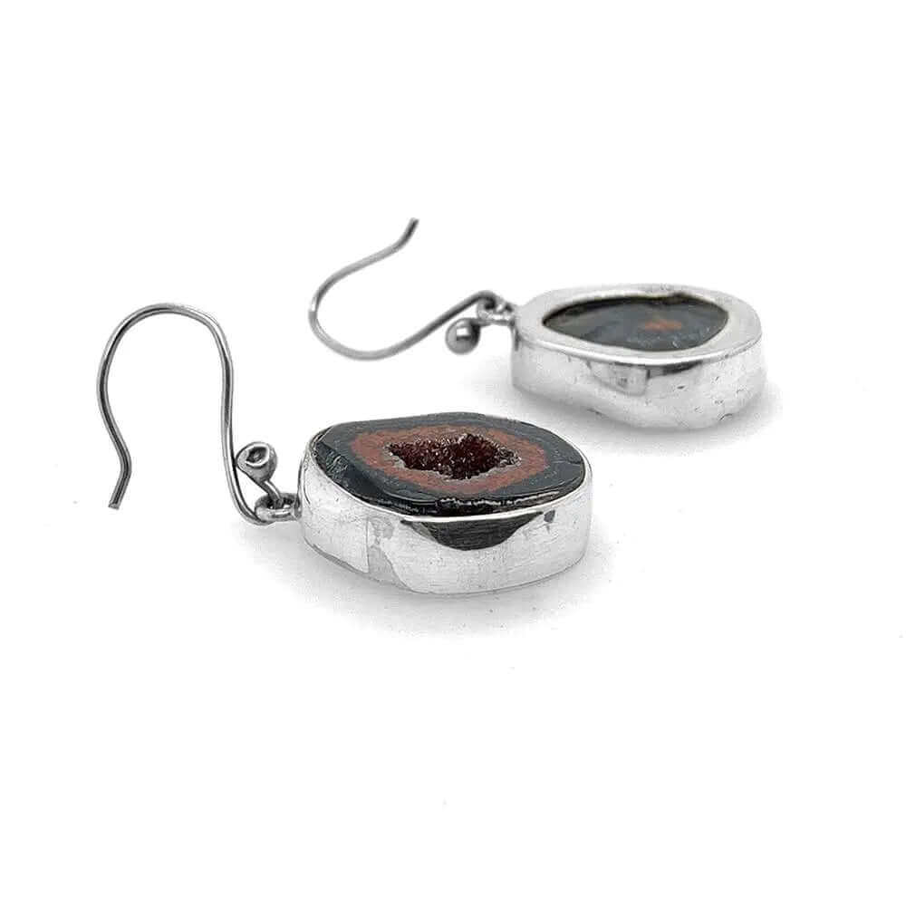 Geode Silver Earrings flat - Nueve Sterling