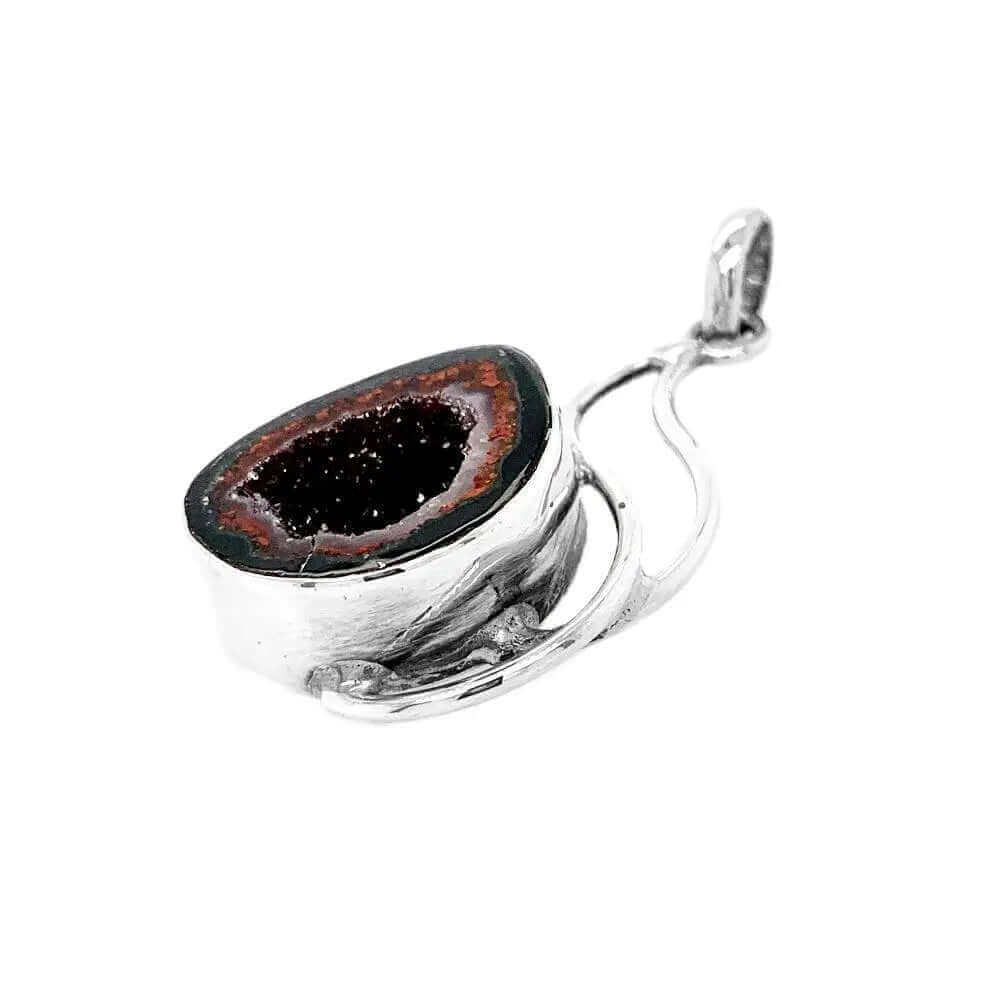 Geode Silver Pendant side - Nueve Sterling