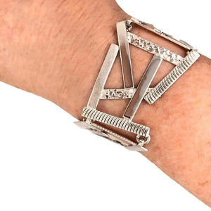 Geometric Silver Bracelet with model - Nueve Sterling