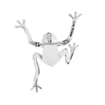 Green Turquoise Frog Silver Brooch Pendant back - Nueve Sterling