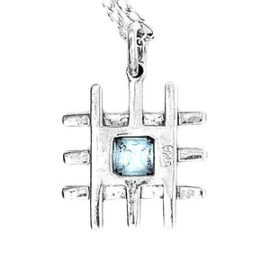 Grid-Silver-Pendant-With-Blue-Topaz-back-Nueve-Sterling