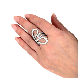 Half Butterfly Silver Ring with model - Nueve Sterling