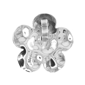 Hammered Flower Silver Pendant back - Nueve Sterling