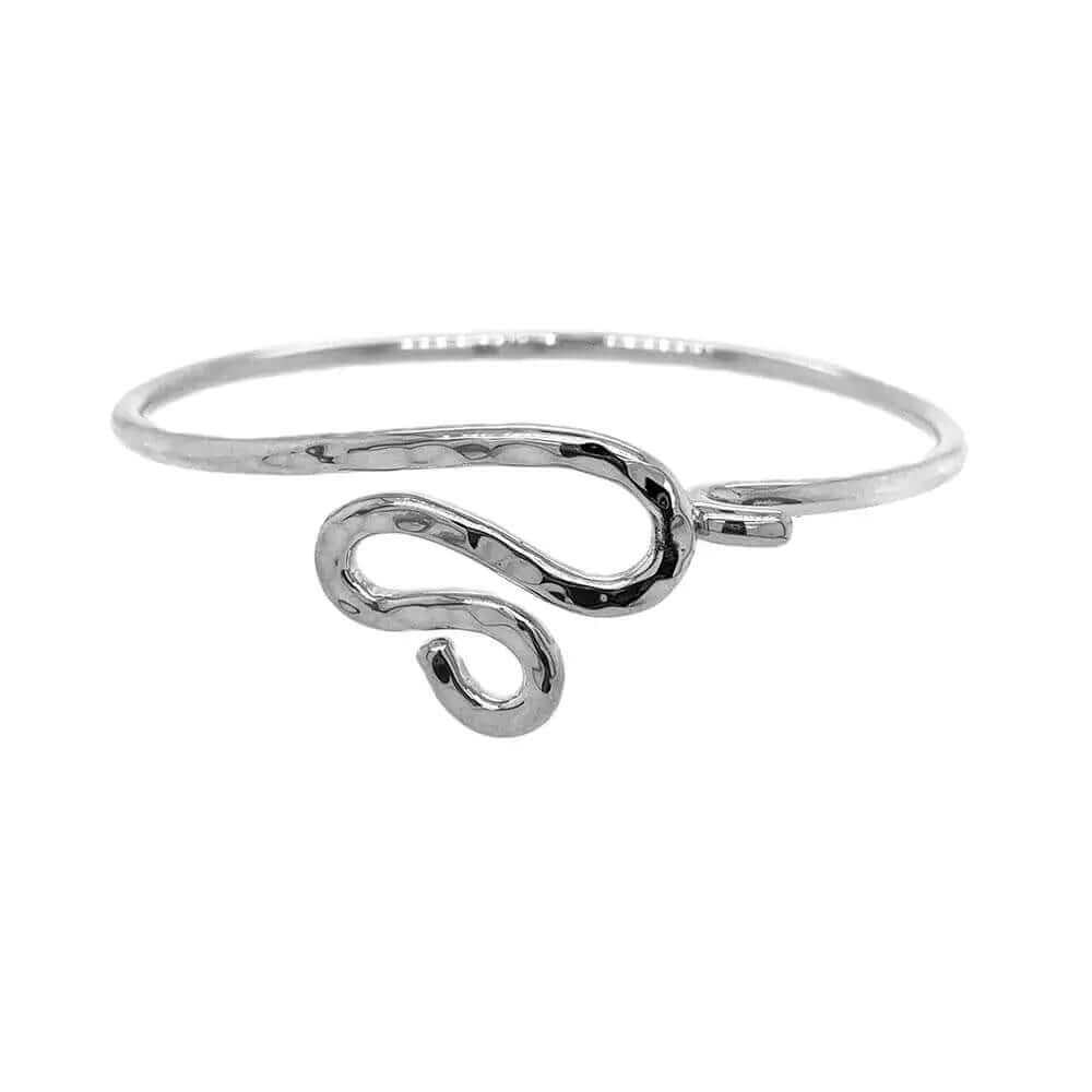 %product Hammered Snake Bangle in Silver Nueve Sterling