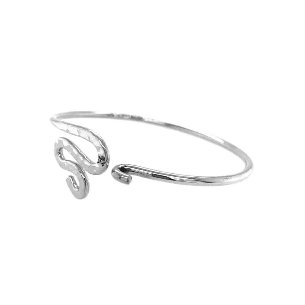 %product Hammered Snake Bangle in Silver Nueve Sterling