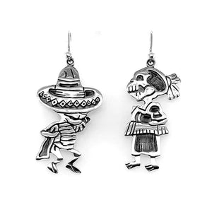 %product Hat Dance Skeleton Silver Earrings Nueve Sterling