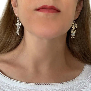 %product Hat Dance Skeleton Silver Earrings Nueve Sterling