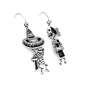 %product Hat Dance Skeleton Silver Earrings Nueve Sterling