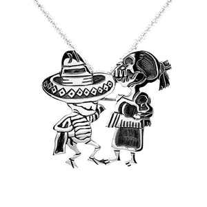 %product Hat Dance Skeleton Silver Pin Pendant Nueve Sterling