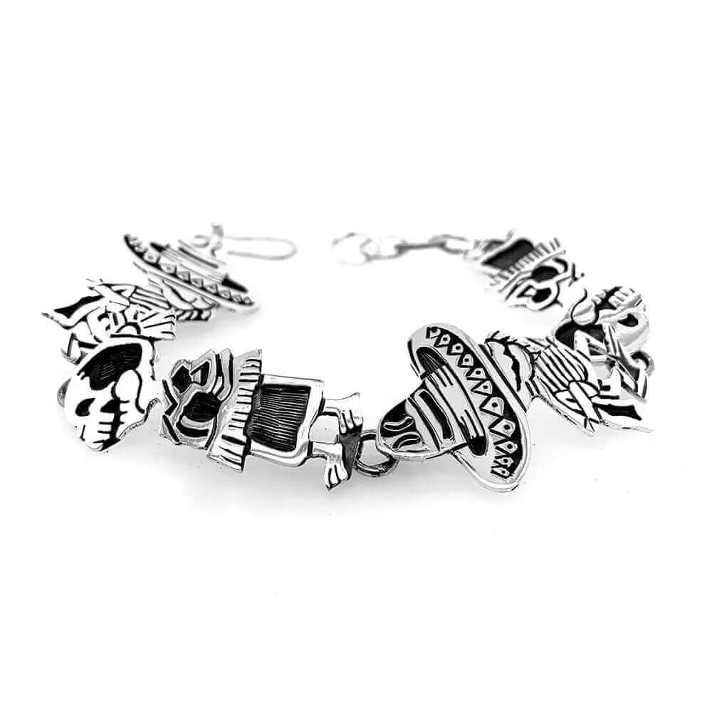 %product Hat Dance Skeletons Silver Bracelet Nueve Sterling