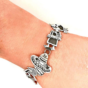 %product Hat Dance Skeletons Silver Bracelet Nueve Sterling