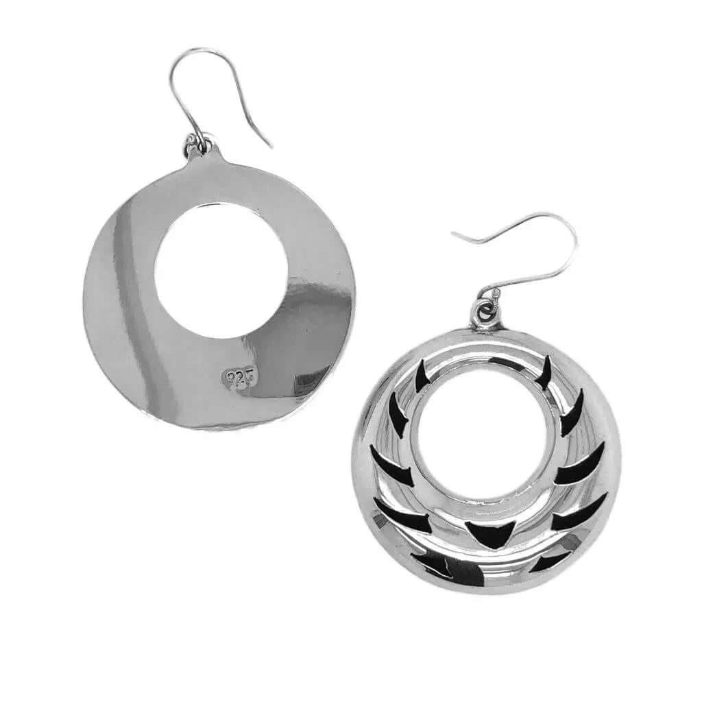 Hoops with Cuts in Silver back - Nueve Sterling