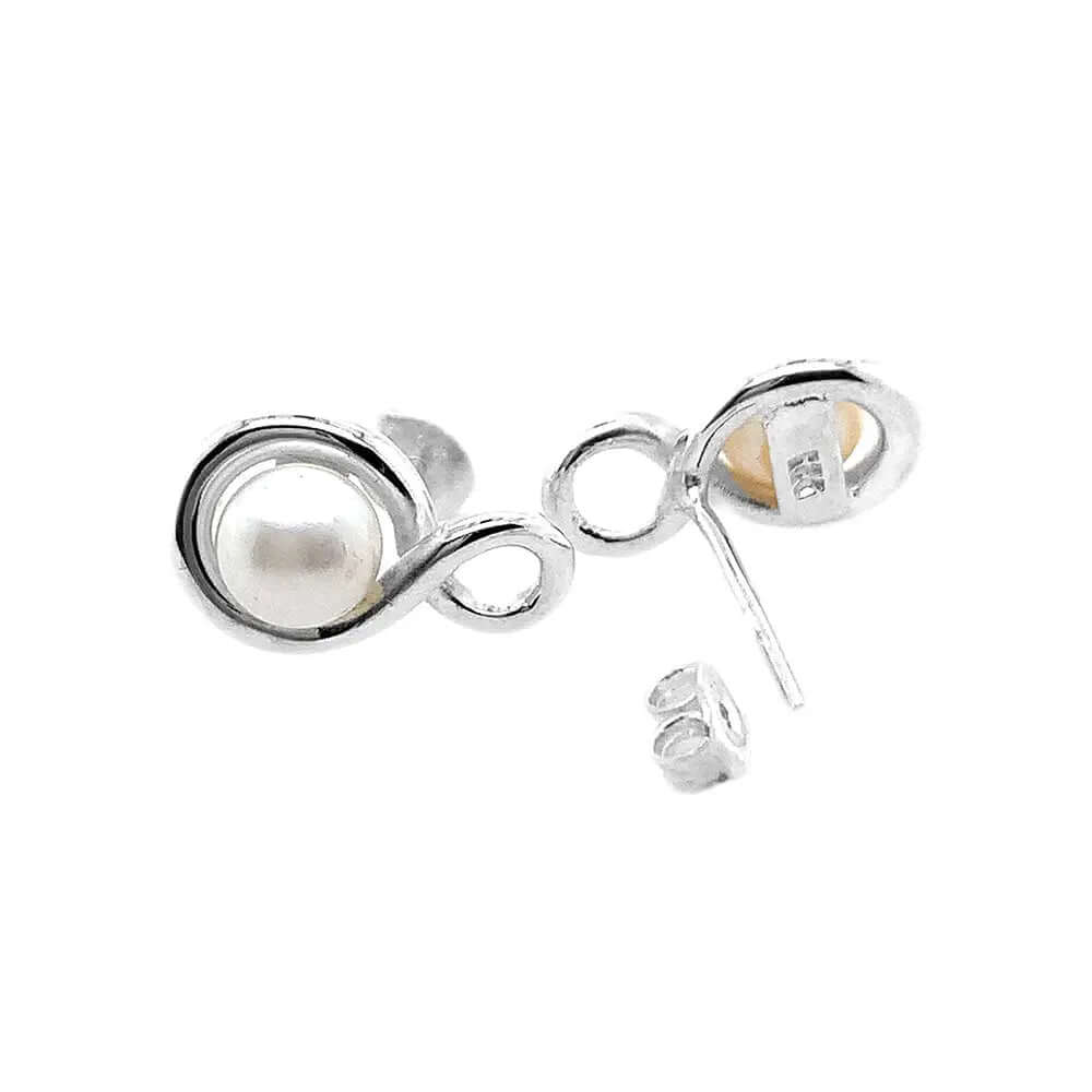 Infinite-Silver-Earrings-With-Pearl-flat-Nueve-Sterling