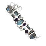 Labradorite Amethyst Pearl Silver Bracelet top - Nueve Sterling