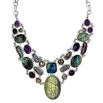 Labradorite Amethyst Pearl Silver Necklace - Nueve Sterling