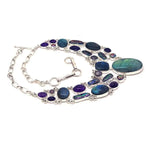 Labradorite Amethyst Pearl Silver Necklace flat - Nueve Sterling