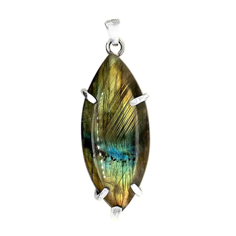 %product Labradorite Long Silver Pendant Nueve Sterling