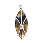 %product Labradorite Long Silver Pendant Nueve Sterling