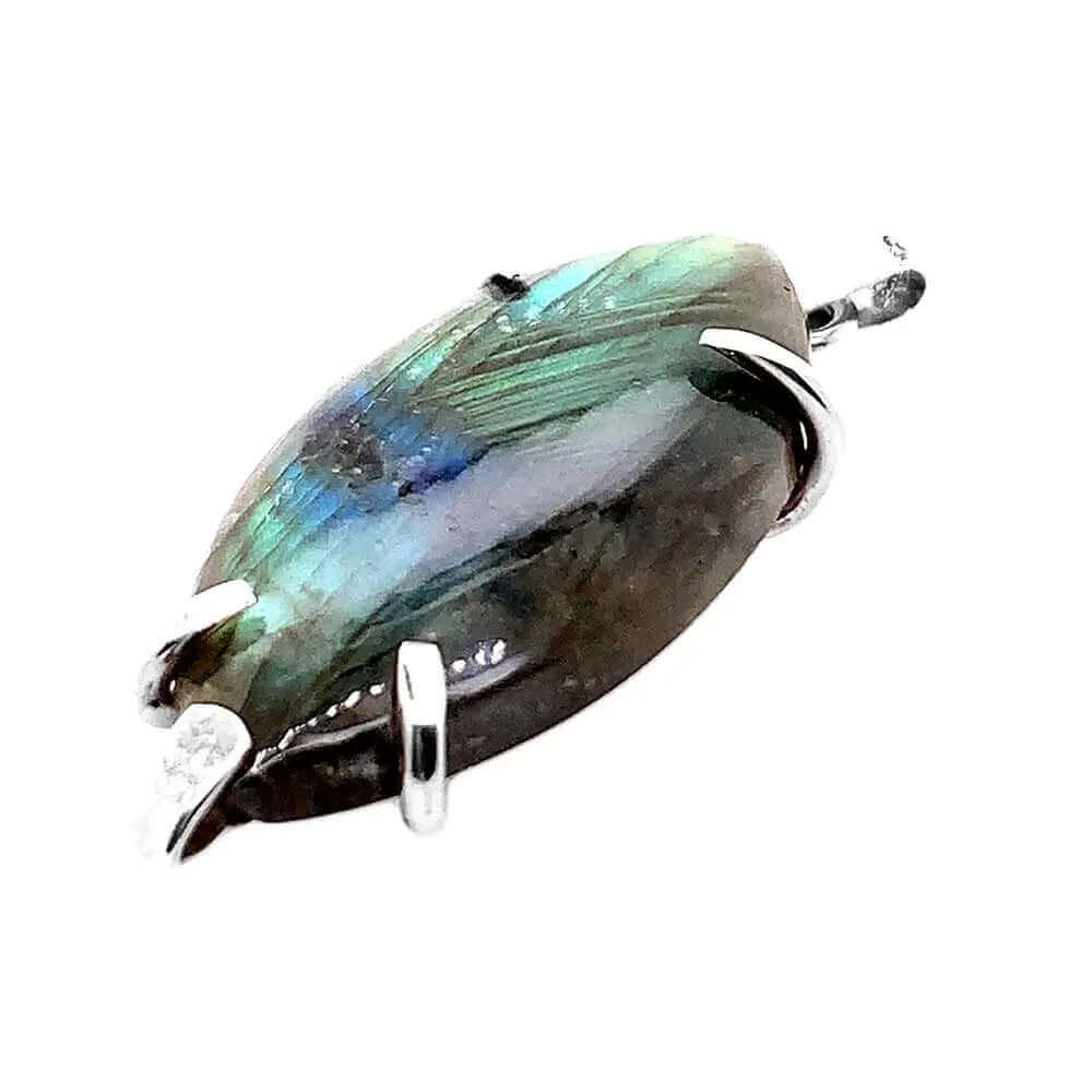 %product Labradorite Long Silver Pendant Nueve Sterling