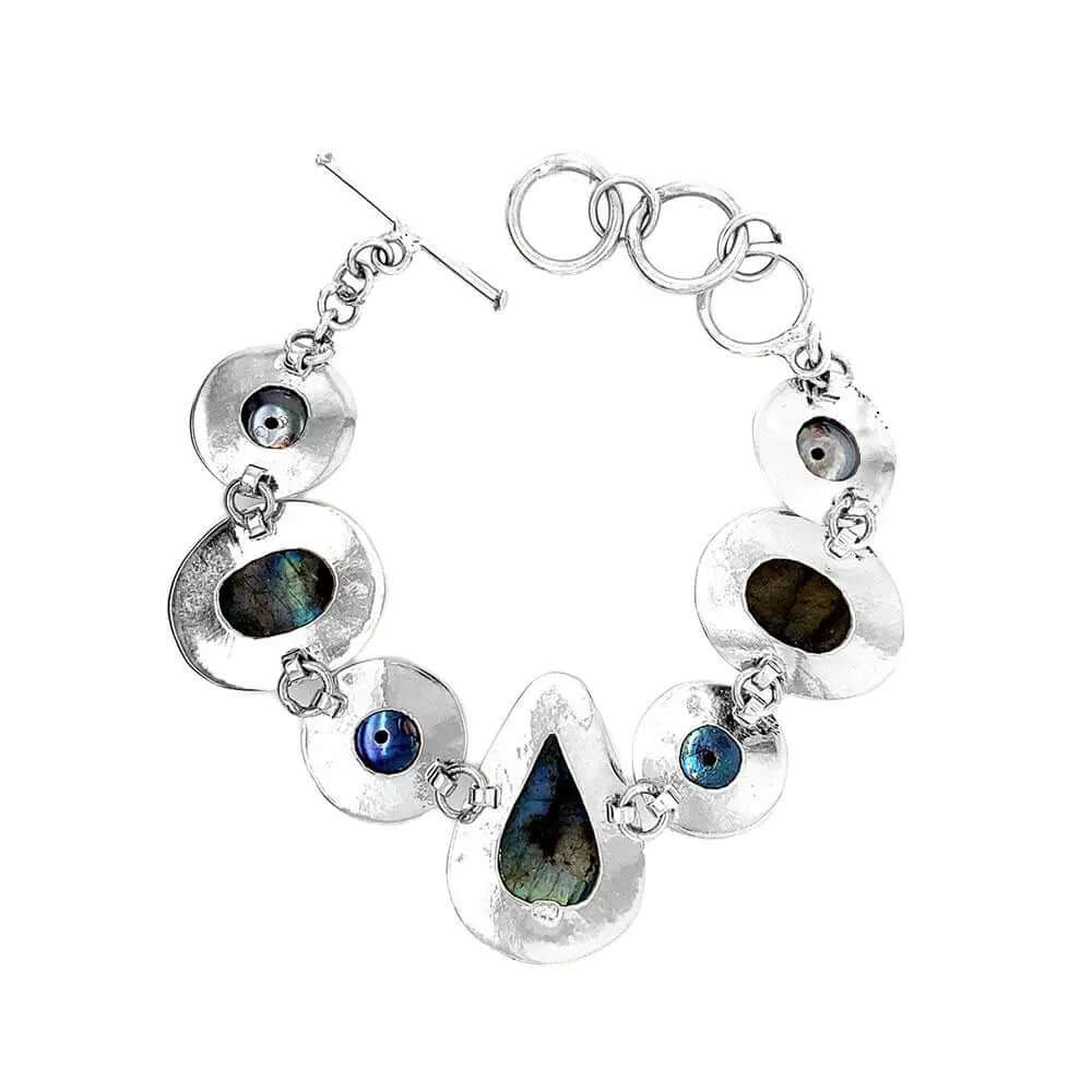 Labradorite Pearls Silver Bracelet back - Nueve Sterling