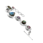 Labradorite Pearls Silver Bracelet top - Nueve Sterling