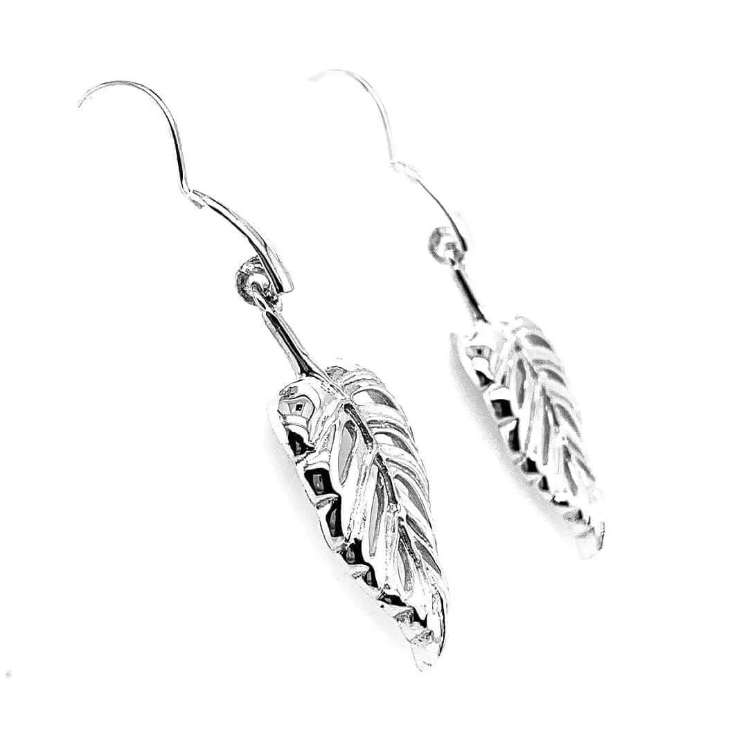 Leaf Earrings In Silver side - Nueve Sterling