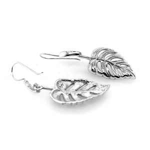Leaf Earrings In Silver flat - Nueve Sterling