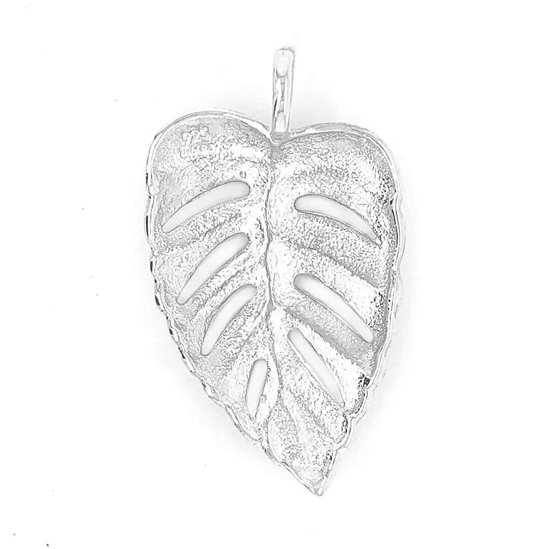 Leaf Pendant In Silver back - Nueve Sterling