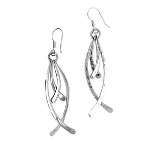 Long Combined Fish Silver Earrings back - Nueve Sterling
