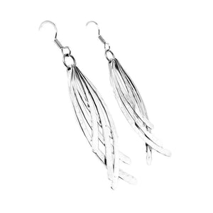 Long Fish Silver Earrings side - Nueve Sterling
