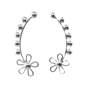 Long-Flower-Silver-Climber-Earrings-front-Nueve-Sterling