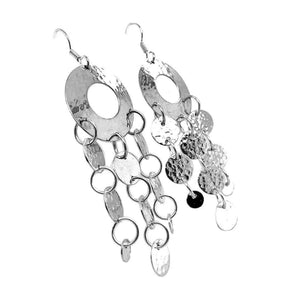 Hammered Circles Silver Earrings side - Nueve Sterling