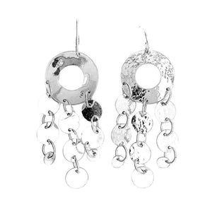 Hammered Circles Silver Earrings back - Nueve Sterling