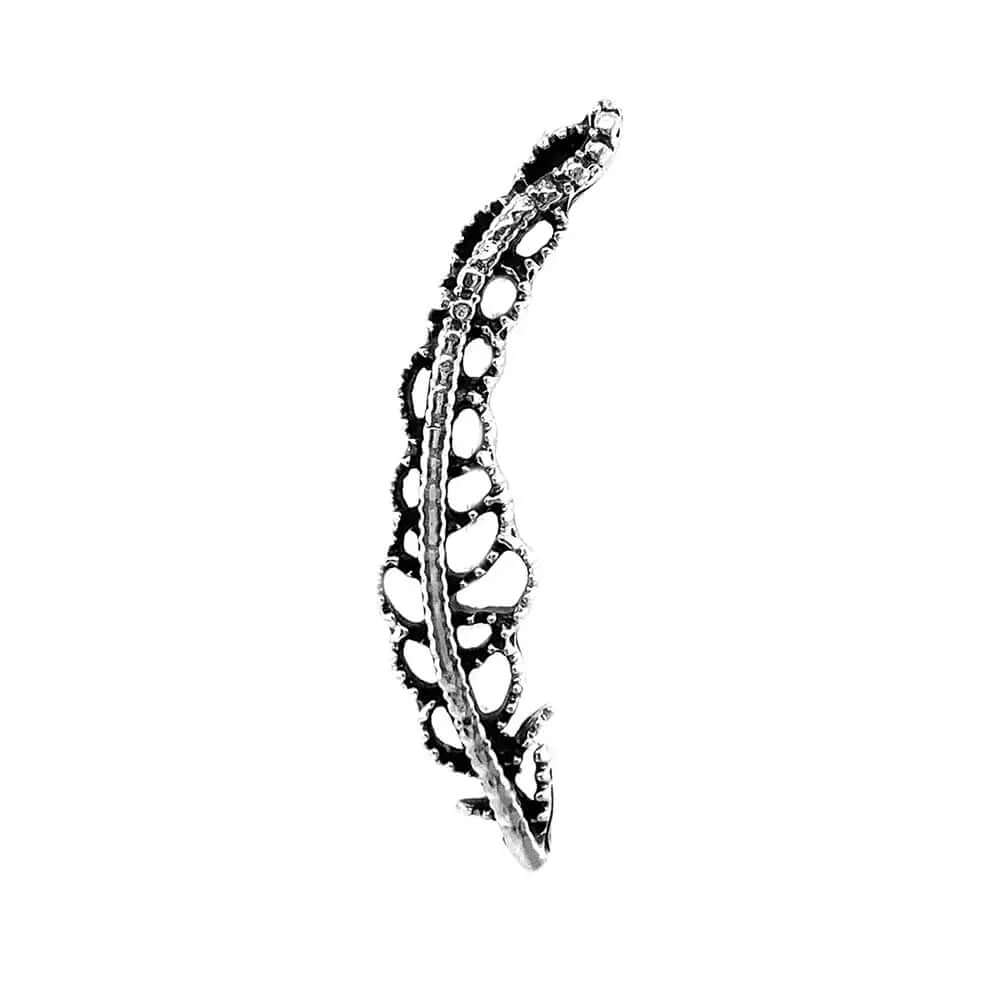 Long-Leaf-Silver-Climber-Earring-front-Nueve-Sterling