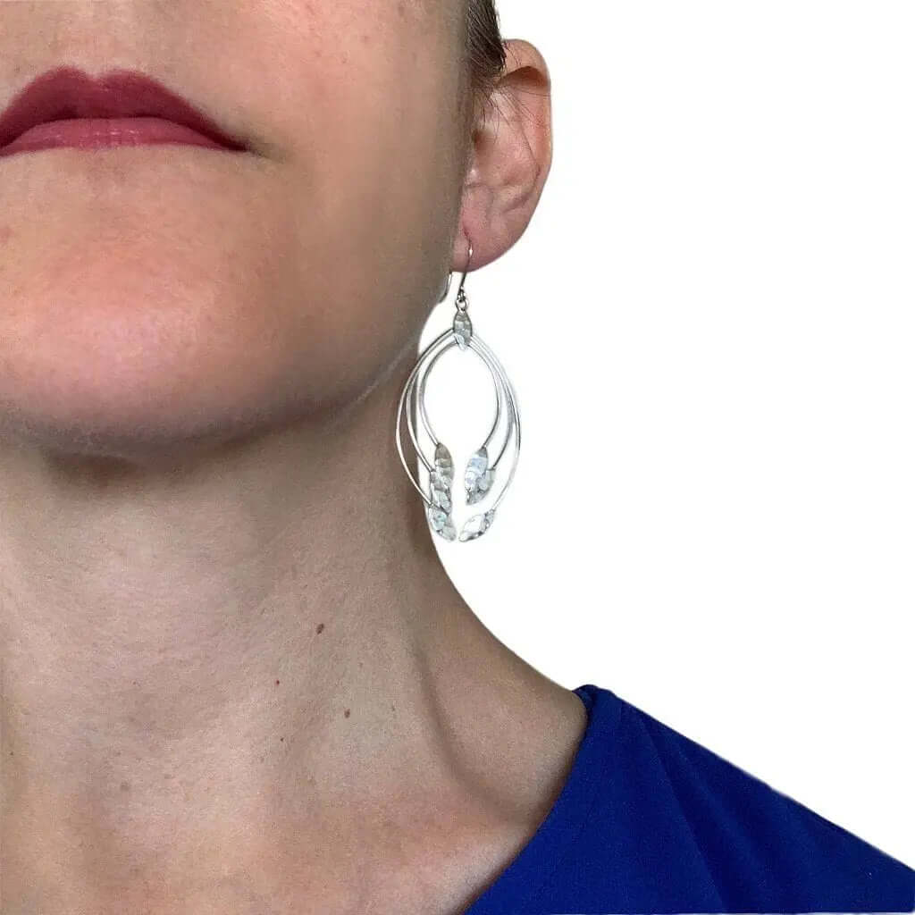 %product Long Leaves Earrings in Silver Nueve Sterling