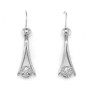 Long Stylized Earrings With Circle In Silver - Nueve Sterling