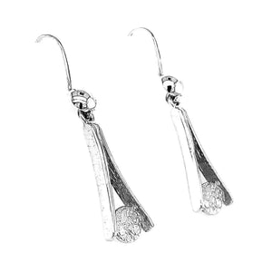 Long Stylized Earrings With Circle In Silver side - Nueve Sterling