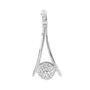 Long Stylized Pendant With Circle In Silver back - Nueve Sterling