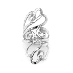 Long Wavy Silver Ring - Nueve Sterling