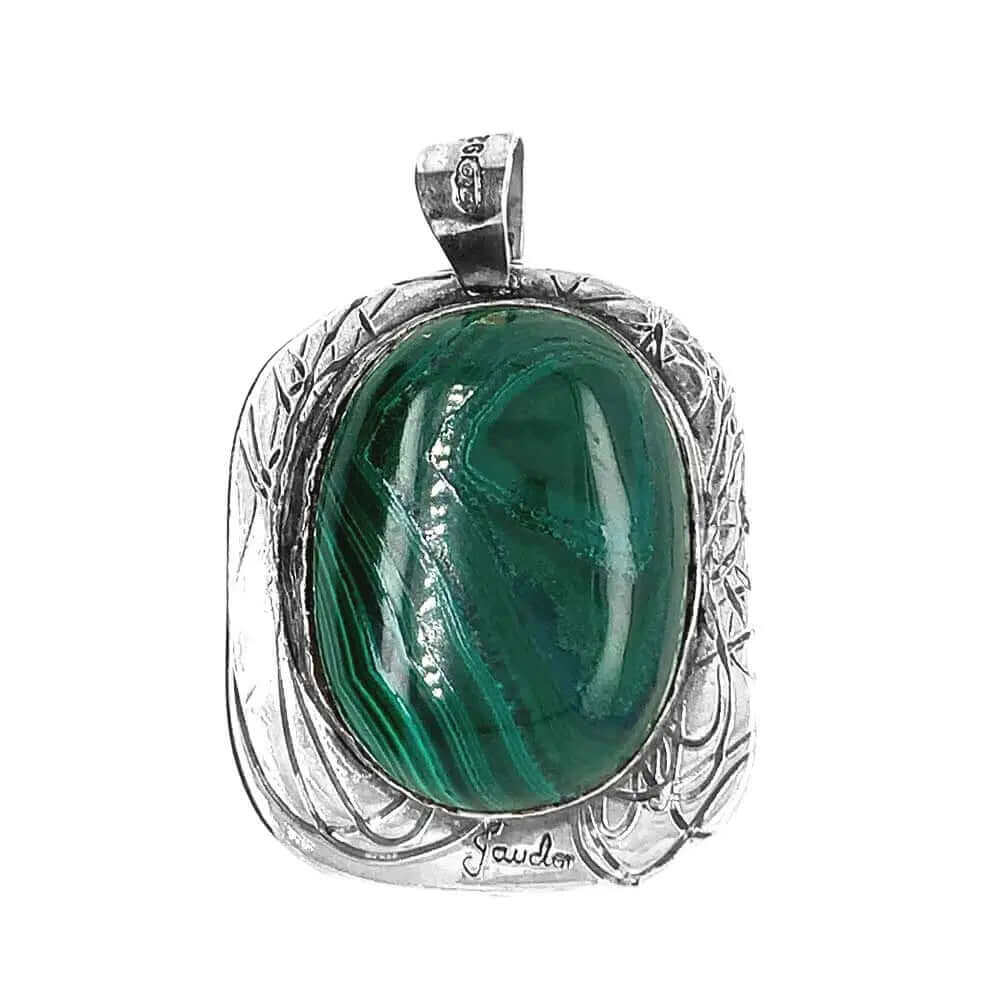 %product Malachite Silver Pendant Nueve Sterling