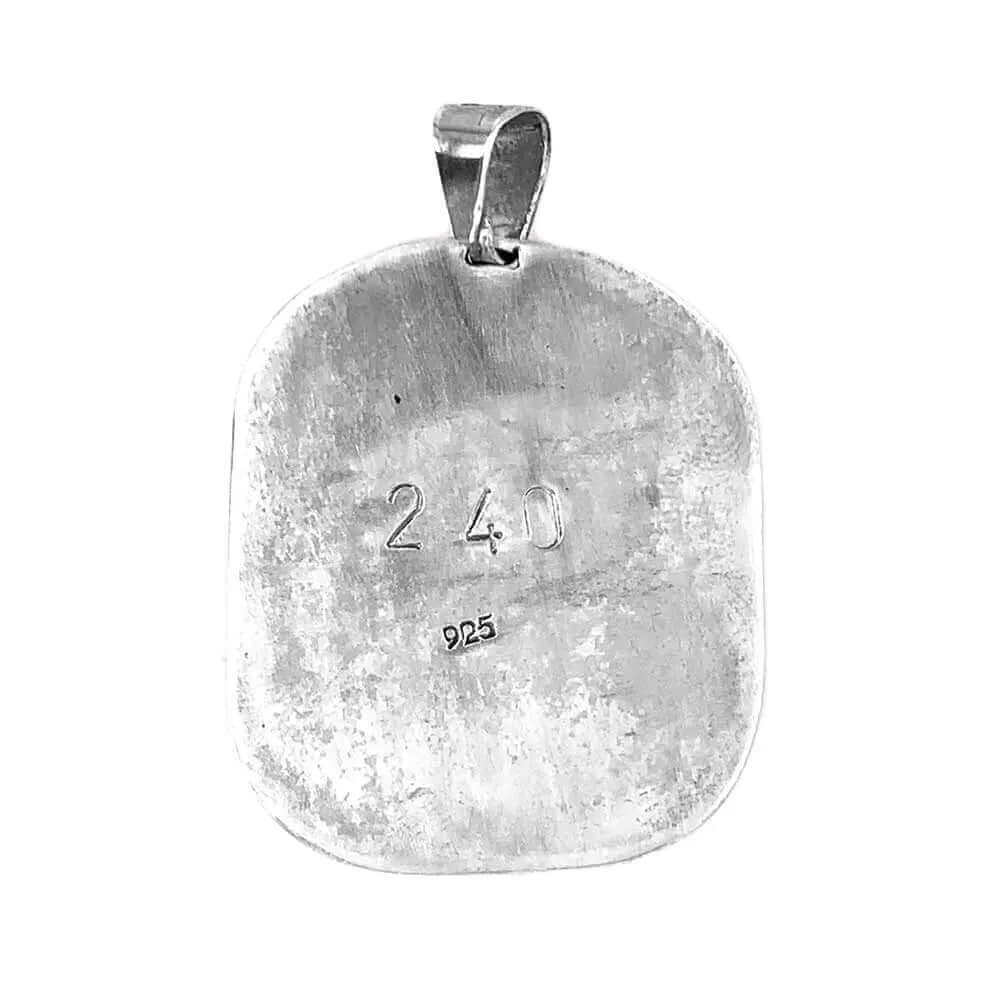 Pendentif Art Déco Taxco – Argent Avec Malachite Et Obsidienne – Bijou Vintage Mexicain Occasion
