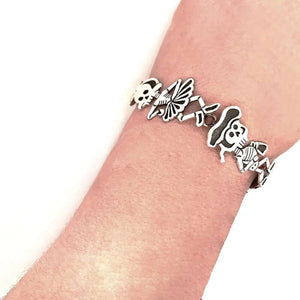 Matador Skeleton Silver Bracelet with model - Nueve Sterling