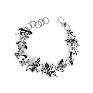 Matador Skeleton Silver Bracelet top - Nueve Sterling