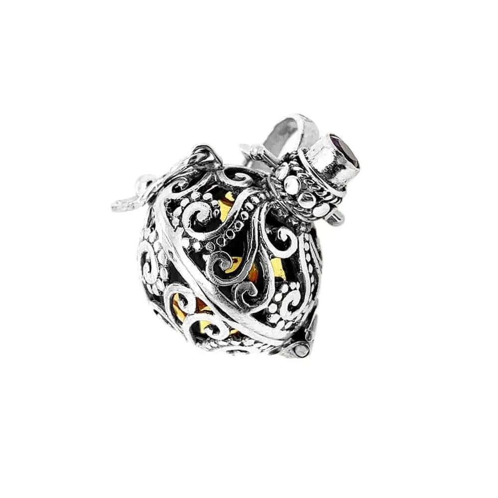 %product Medium Cage in Silver with Semiprecious Stone Nueve Sterling