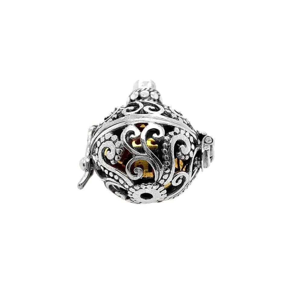 %product Medium Cage in Silver with Semiprecious Stone Nueve Sterling