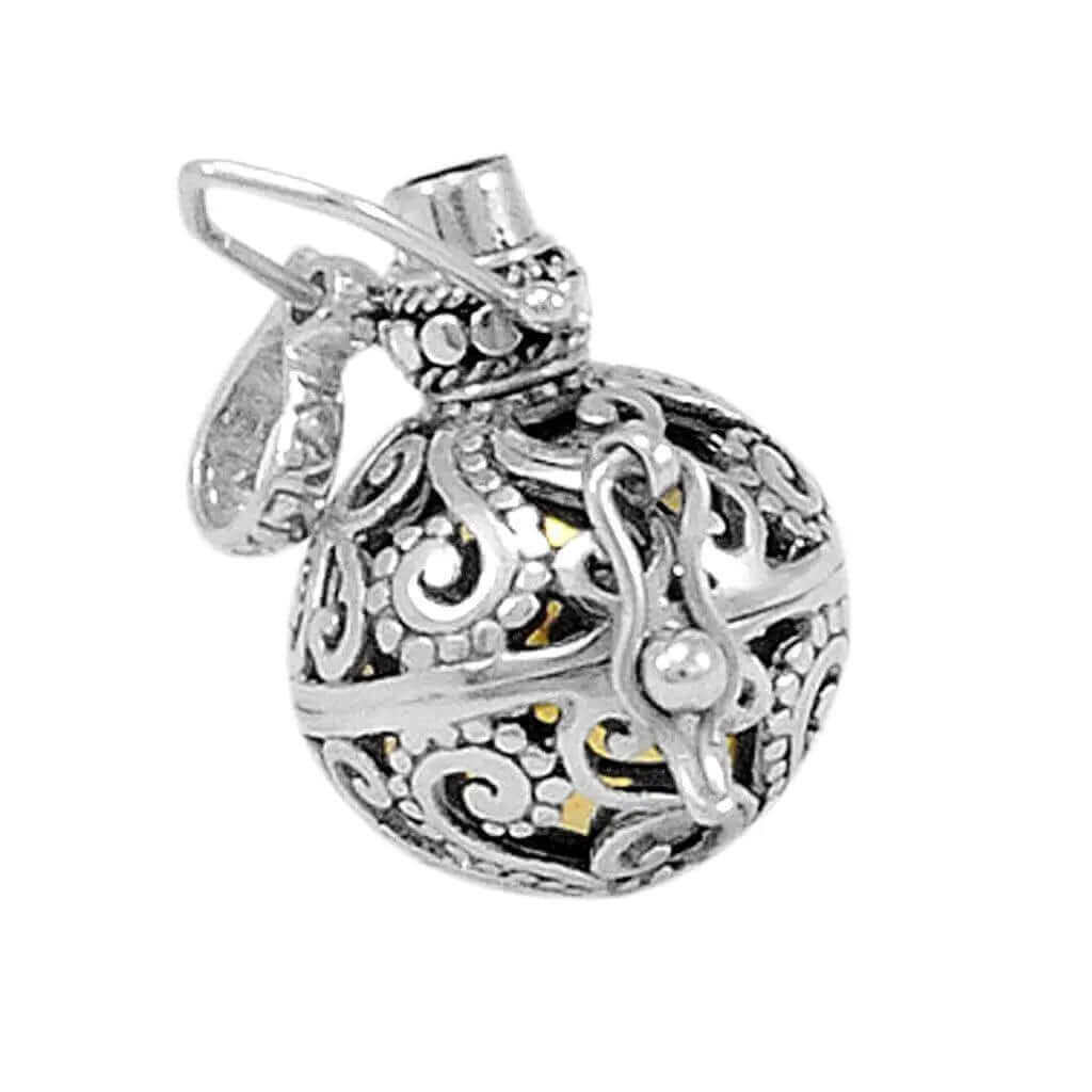 %product Medium Cage in Silver with Semiprecious Stone Nueve Sterling